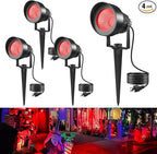 T-SUN Red Spotlight Outdoor, Waterproof LED Landscape Lighting with US Plug, Easy Install 270° Adjustable Outdoor Spot Lights for Garden Tree Yard Decor