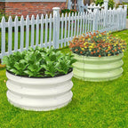 Galvanized Raised Garden Bed 2pcs 2x2x1 FT, Round Metal Raised Garden Bed Outdoor Planter Box with Open Bottom, Rust-Resistant Steel Garden Bed for Vegetables Herbs Flowers, Easy Assembly