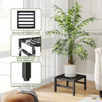 IBUYKE 3 Pack Metal Plant Stand Indoor Outdoor, Heavy Duty Small Flower Pot Stand, Modern Square Plant Shelf Flower Stand for Living Room Patio Balcony Garden, Black TMJ075B-3