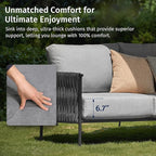 East Oak Corner Patio Furniture Set | Life Chatter 5-Seat Outdoor Furniture | Deep Seating Corner Sofa with Round Coffee Table | Extra-Thick & Washable Cushions | Misty Grey