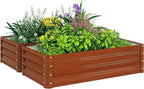Outsunny Galvanized Raised Garden Bed, 4' x 2' x 1' Metal Planter Box, for Growing Vegetables, Flowers, Herbs, Succulents, Brown