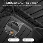 Aoxun 12'x14' Hardtop Gazebo, Aluminum Frame Canopy with Double Galvanized Steel Roof, Outdoor Metal Pavilion with Netting, Curtains for Backyard, Patio and Deck