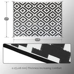 SAND MINE Waterproof Outdoor Rug 9x12 ft, Plastic Reversible Rug, Modern Area Rug, Large Floor Mat for Outdoors, RV, Patio, Backyard, Deck, Picnic, Beach, Camping (9' x 12', Black & White Lattice)