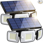 intelamp Solar Outdoor Lights,6000mAh Motion Sensor with Dual Sensors,Waterproof Solar Flood Lights 270°Wide Angle for Outside with 3 Modes
