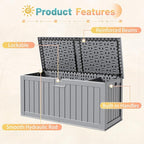 Patiowell 240 Gallon Large Outdoor Storage Box, Waterproof Deck Box with Fixed Divider, Lockable and Durable Patio Storage Solution for Patio Furniture and Garden Tools (Grey)
