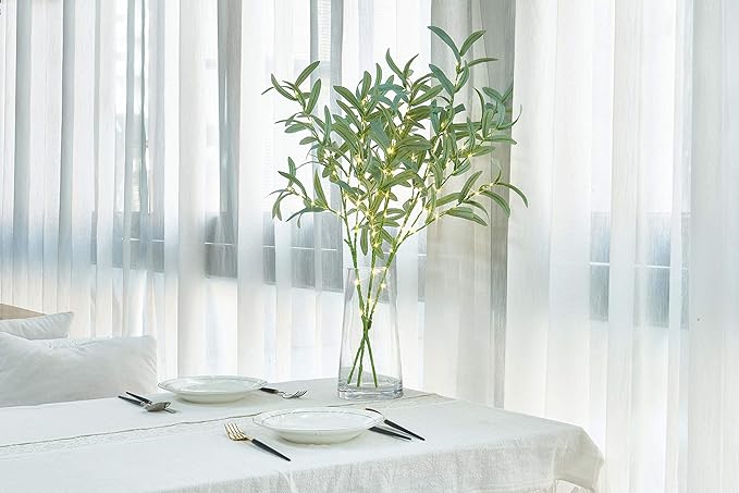 Artificial Olive Branches with 72 Warm White LED Fairy Lights, 24 Inch