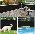 LOVE STORY 3'x6' Black Balcony Screen Privacy Fence Cover UV Protection (HDPE) Weather-Resistant 3 FT Height Shield for Deck, Patio, Backyard, Outdoor Pool, Porch, Railing