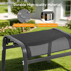 ONBRILL Outdoor Ottoman Foot Rest Set of 2, Textilene Fabric Outdoor Footstool with Tight Surface and Stable Metal Frame, Wide Use Outdoor Ottomans for Patio, Balcony, Poolside and Indoors, Black