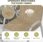 UDPATIO Patio Chairs Set of 4, Stackable Silver Outdoor Dining Chairs with High Back, Breathable Outdoor Chair Textilene Fabric All Weather, 350LBS Capacity for Garden, Backyard (Beige)