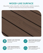 SERWALL Outdoor Coffee Table with 9FT Umbrella, HDPE Patio Coffee Table for Outside, Rectangle, Coffee(Not Include Umbrella Base)