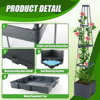 2 Packs Raised Garden Bed Tomato Planter Box with Trellis,56.8" Self-Watering Tomato Cage with Trapezoidal Trellis for Climbing Plants Flowers Vegetables Vine in Patio Garden Indoor Outdoor