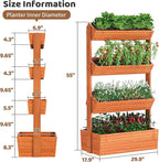 FILWH Wooden Raised Garden Bed Vertical Planter Box, Freestanding Plant Stand for Indoor Outdoor Plants, Herbs, Flowers, Vegetables, Gardening (Reddish Brown, 4-Tier，29.9 x 17.9 x 55in)