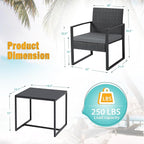 Flamaker 3 Pieces Patio Set Outdoor Wicker Furniture Modern Bistro Rattan Chair Conversation Sets with Coffee Table for Yard (Grey)