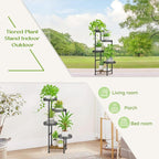 5 Tier Plant Stand Indoor Outdoor, Tierd Corner Metal Plant Stands Holder for Multiple Plants, Flower Orchid Pot Shelf Display Rack for Living Room Balcony Garden Patio, Black (5 tier-Hollow Black)