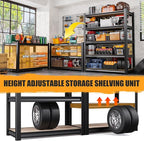 AOARGG 78" H Garage Shelving Heavy Duty Storage Shelves, Metal Adjustable Shelving Unit, Utility Garage Organizer Shelf for Basement, Pantry, Kitchen, Warehouse, 45.6" W x 19.7" D x 78" H, Black