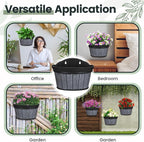 Layhit 6 Pcs Wall Hanging Planters Outdoor Pot Planter Wine Barrel Planter Distressed Oak Thickened Plastic Water Storage Flower Pots for Flower Indoor Outdoor(10 Inches,Black)