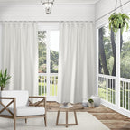 Exclusive Home Cabana Solid Indoor/Outdoor Light Filtering Hook-and-Loop Tab Top Curtain Panel Pair, 54"x96", Vanilla