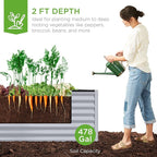 Best Choice Products 8x4x2ft Outdoor Metal Raised Garden Bed, Deep Root Planter Box for Vegetables, Herbs & Flowers, 478-Gallon Capacity, 100% Non Toxic Materials - Moonlight Gray
