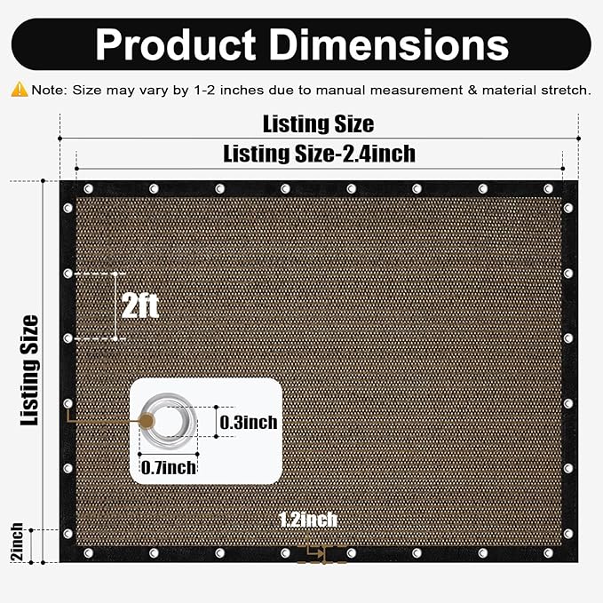 Artpuch 90% Sun Shade Cloth, 3 x 12 FT Pergola Shade Cover Canopy with Grommets, Sun Screen Fabric Tarp for Patio, Outdoor, Garden, Backyard, Mocha