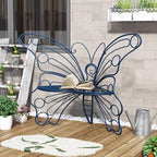 50 Inches Outdoor Bench, Garden Bench with Sturdy Iron Metal Frame, Pretty Butterfly Bench Front Porch Bench for Porch,Lawn,Garden,Yard