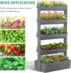 DoCred Vertical Wooden Raised Garden Bed, 5 Tier Upgraded Garden Planters Freestanding Wood Plant Stand Flower Rack Wooden Planter Box for Plants Herbs Flowers Vegetables Outdoor Indoor