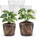 16 Pack 10/8/6/5 Inch Reinforced Large Clear Nursery Pots with Drainage Holes, Transparent Variety Pack Plastic Plant Pot for Vegetable Propagation, Root Cutting, Seed Starting