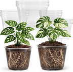 16 Pack 10/8/6/5 Inch Reinforced Large Clear Nursery Pots with Drainage Holes, Transparent Variety Pack Plastic Plant Pot for Vegetable Propagation, Root Cutting, Seed Starting