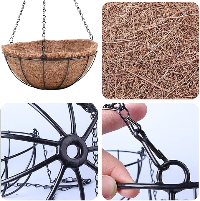 Metal Hanging Planters Basket Set of 3 Hanging Flower Pots 12 Inch Chain Round Wire Plant Holder with Coco Coir Liner Garden Watering Hanging Baskets for Patio Garden Outdoor1