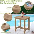 Y&M Outdoor Side Table, HIPS Adirondack Small Single Table, Waterproof Square Outside Table, Balcony Modern End Tables for Patio, Pool, Beach, Porch, Deck, Indoor or Outdoor Use, Brown