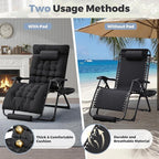 Homall Oversized Zero Gravity Chair, 32In Recliner Lounge Chair with Removable Soft Cushion and Cup Holder, Adjustable Anti Gravity Chair Folding Patio Chairs Padded for Indoor and Outdoor (Black)