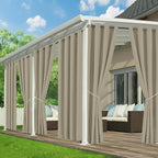 Patio Curtains Outdoor Waterproof - 6 Panels Privacy Weatherproof Outside Curtains with Grommets for Pergola, Gazebo, Porch, Cabana, Balcony, 54 x 95 Inch, Taupe