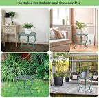 OwnMy Cast Iron Plant Stand Heavy Duty Vintage Wrought Iron Flower Pot Holder, Decorative Pedestal Potted Plant Rack, Indoor Metal Large Plant Stand for Outdoor Patio Garden Home, Antique Green
