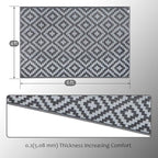 SAND MINE Waterproof Outdoor Rug 4x6 ft, Reversible Mats, Modern Area Rug, Large Floor Mat and Rug for Outdoors, RV, Patio, Backyard, Deck, Picnic, Beach, Trailer, Camping, Black & Grey Lattice