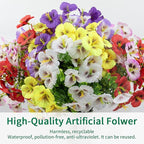 24 Bundles Artificial Pansy Flowers for Outdoor, Faux Silk Pansies Spring Flowers Outside for Planter Front Door Porch Patio Yard Window Box Home Decor (Purple, Yellow, White,Red)