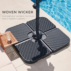 Best Choice Products 4-Piece 174lb Capacity Faux Wicker Cantilever Offset Patio Umbrella Stand Heavy-Duty Square Plate Set w/Easy-Fill Spouts for Water or Sand