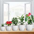 5 Pcs Plant pots, 7.5/6.5/5.7/4.9/4.1 inch Pots for Plants, Flower Pot Indoor Modern Decorative Plant Pot, Plant Pots Indoor with Drainage and Saucer for All House Plants, Spray Spots