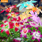 Solar Lights Outdoor Waterproof, 4 Pack Upgraded Garden Lights Solar Powered with 16 Double Layer Lily Flowers, Colorful Outdoor Solar Lights for Outside Yard Patio Garden Decor