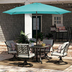 JEAREY 6.5x10 ft Rectangular Patio Umbrellas Rectangle Outdoor Umbrella with Push Button Tilt and Crank, Market Table Umbrella 6 Sturdy Ribs UV Protection for Poolside Garden Backyard Deck, Peacock Blue