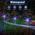 btfarm 1 Pack Solar Garden Lights Outdoor, 8 Modes Firework Lights Solar Powered, Waterproof Twinkle Fairy Light Outside for Yard Patio Pathway Pool Christmas Party Decorative, Multicolor