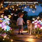 Garpar Solar Flowers Lights Outdoor Waterproof, Upgraded 8 Pack Solar Garden Lights with 32 Lily & 24 Butterflies, Bright Color Changing Outdoor Decor for Outside Yard Patio, Gift (8)