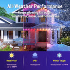 Fitop Permanent Outdoor Lights, 100FT RGB LED Eaves Light for Home, IP67 Waterproof Outdoor Strip Light, Extendable, DIY Scene Modes, Music Sync, App/Remote Control