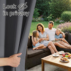 RYB HOME Extra Wide Outdoor Curtains for Patio Waterproof Heavy Duty Thermal Insulated in Summer Full Coverage Privacy for Gazebo, Cabana & Pergola, W100" x L90", Grey, 1 Panel