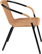 Lila 2 Pack Beige Rattan Indoor-Outdoor Restaurant Stack Chair