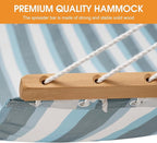 Lazy Daze Hammocks Quick Dry Hammock with Spreader Bar Textliene Fabric Double 2 Person Hammock with Chains Outdoor Patio Poolside Backyard Beach 450 lbs Capacity, Blue White Stripes