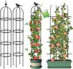 Tower Obelisk Garden Trellis for Climbing Plant，6.3FT/75.6" Rustproof Metal Potted Plant Climbing Support for Indoor Outdoor Flowers Vegetable Fruits Vines Support (2PCS)