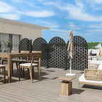 Casaphoria 72" H x 47" W Arched Metal Privacy Screen - Elegant Freestanding Outdoor Screen for Deck, Patio & Balcony - Versatile Decorative Privacy Panels for Home & Garden Use (Black-Square)