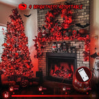 String Lights - 168 ft Red LED Halloween Lights with Remote, 600 Count