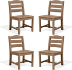 SERWALL Outdoor Dining Chairs Set of 4, All-Weather HDPE Patio Chair with 19.7" Widened Seat, for Backyard, Garden, Brown