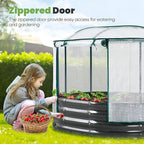 KING BIRD Raised Garden Bed with Cover Galvanized Oval Planter Garden Box Outdoor for Gardening, Vegetables, Flowers White 4x3x1 ft