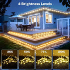 100FT 720 LED Rope Lights Outdoor Waterproof with Remote, 8 Modes and 4 Brightness, Rope Lights for Outside, Bedroom, Patio, Garden, Christmas Lights Indoor Outdoor Decoration (Warm White)